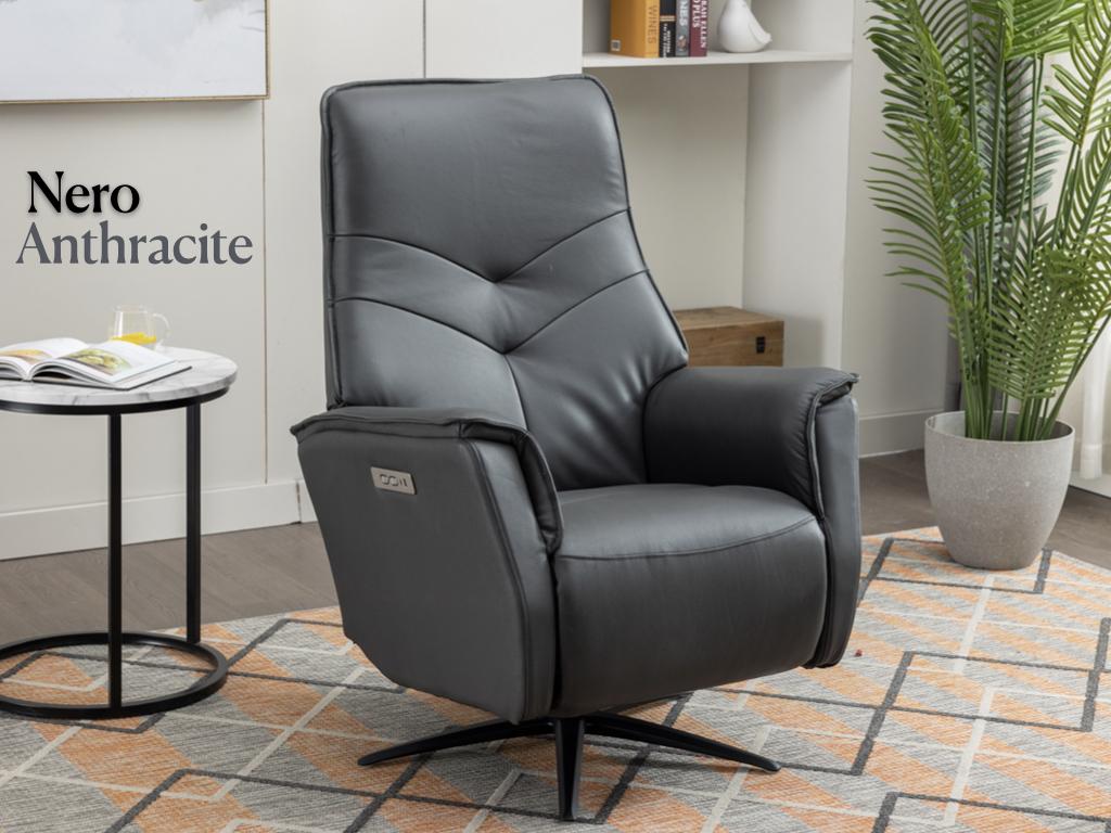 Nero Electric Recliner Swivel TV Chair - Anthracite