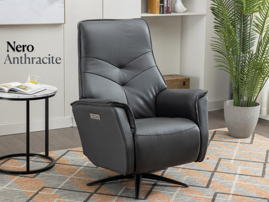 Nero Electric Recliner Swivel TV Chair - Anthracite