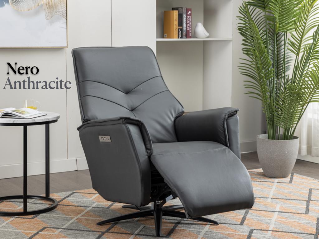 Nero Electric Recliner Swivel TV Chair - Anthracite