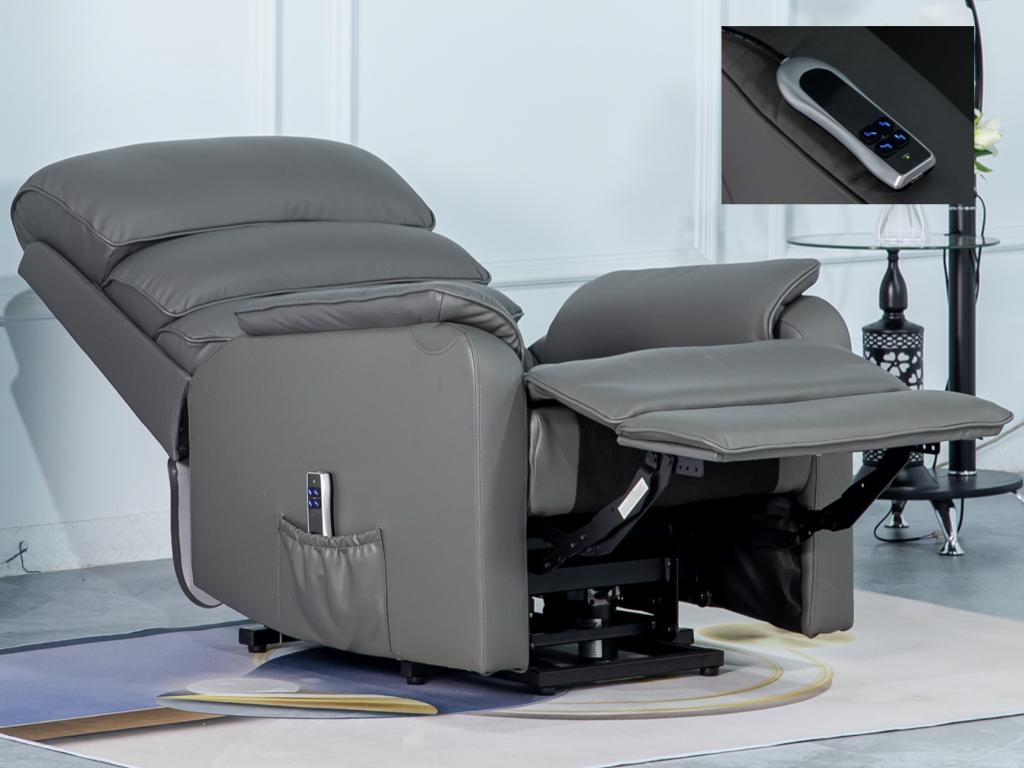 Savoy Lift & Tilt Dual Motor Electric Recliner Leather - Grey