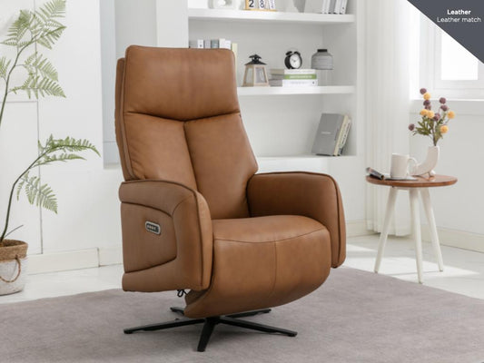 Prestige Electric Recliner Swivel TV Chair - Camel