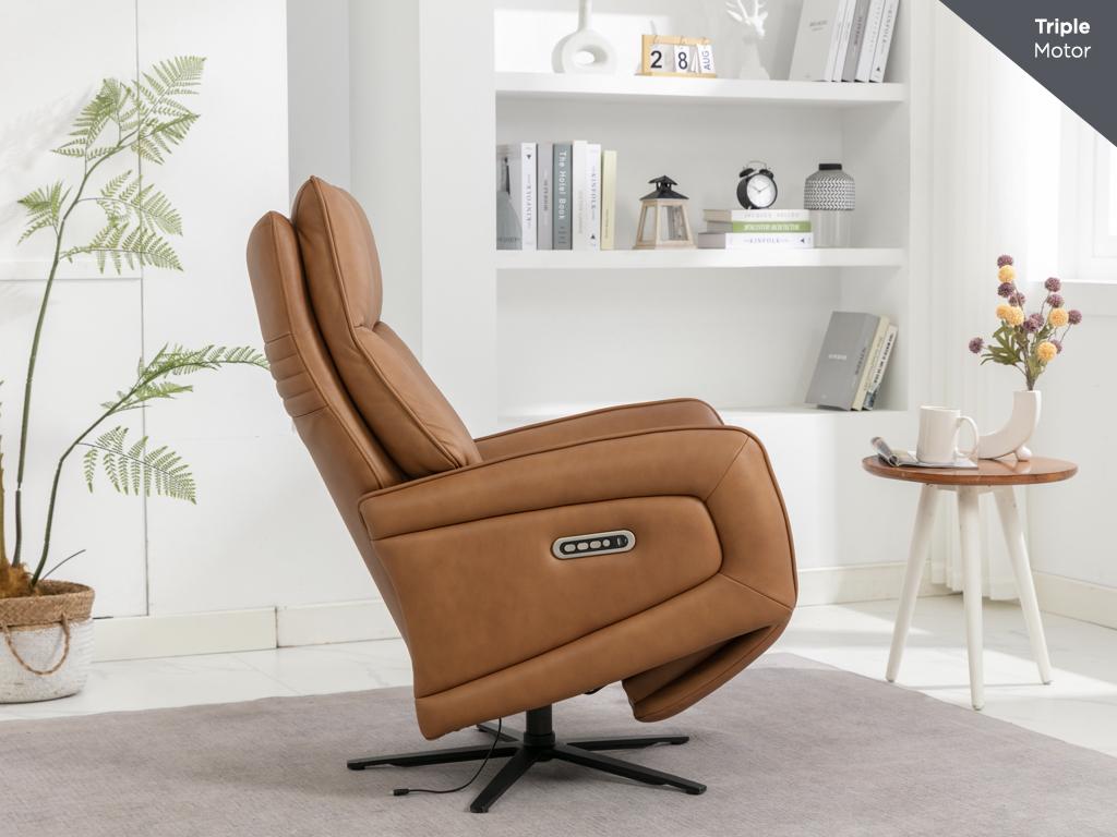 Prestige Electric Recliner Swivel TV Chair - Camel