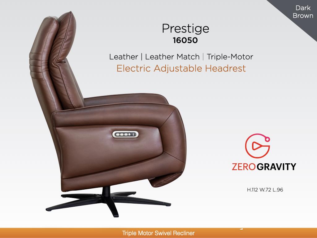 Prestige Electric Recliner Swivel TV Chair - Dark Brown
