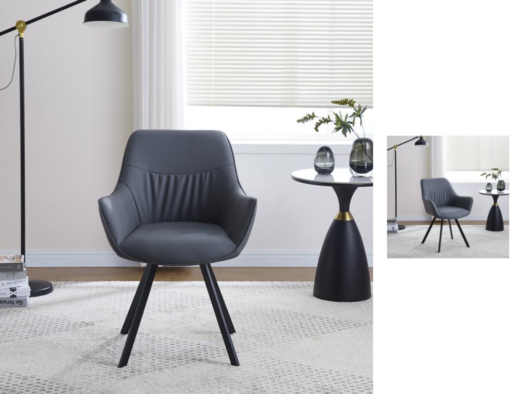 Set Of 2 Rotating Naples Dining Chairs - Dark Grey