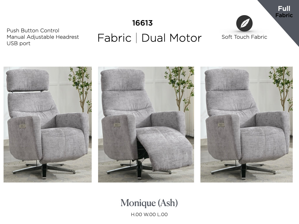 Monique Electric Recliner TV Chair - Ash