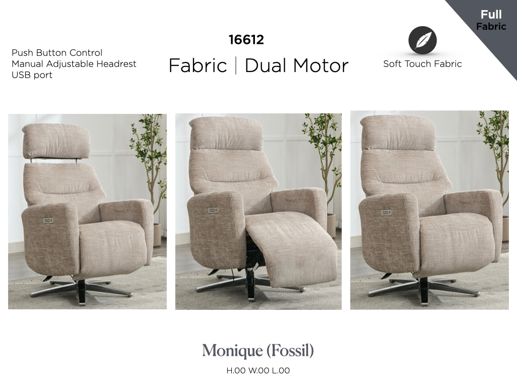Monique Electric Recliner TV Chair - Fossil
