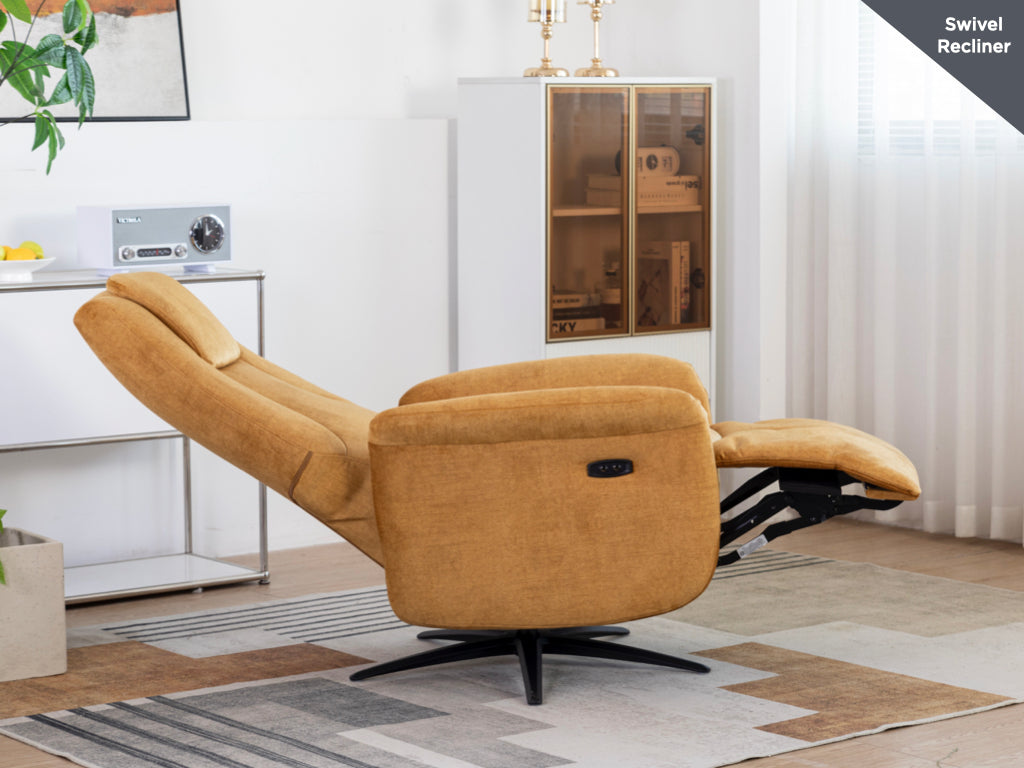 Ceasar Electric Recliner Swivel TV Chair - Amber