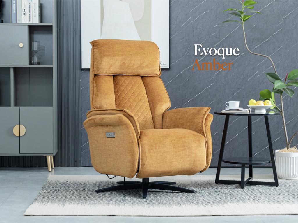 Evoque Swivel Electric Recliner TV Chair - Amber