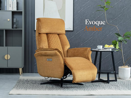 Evoque Swivel Electric Recliner TV Chair - Amber