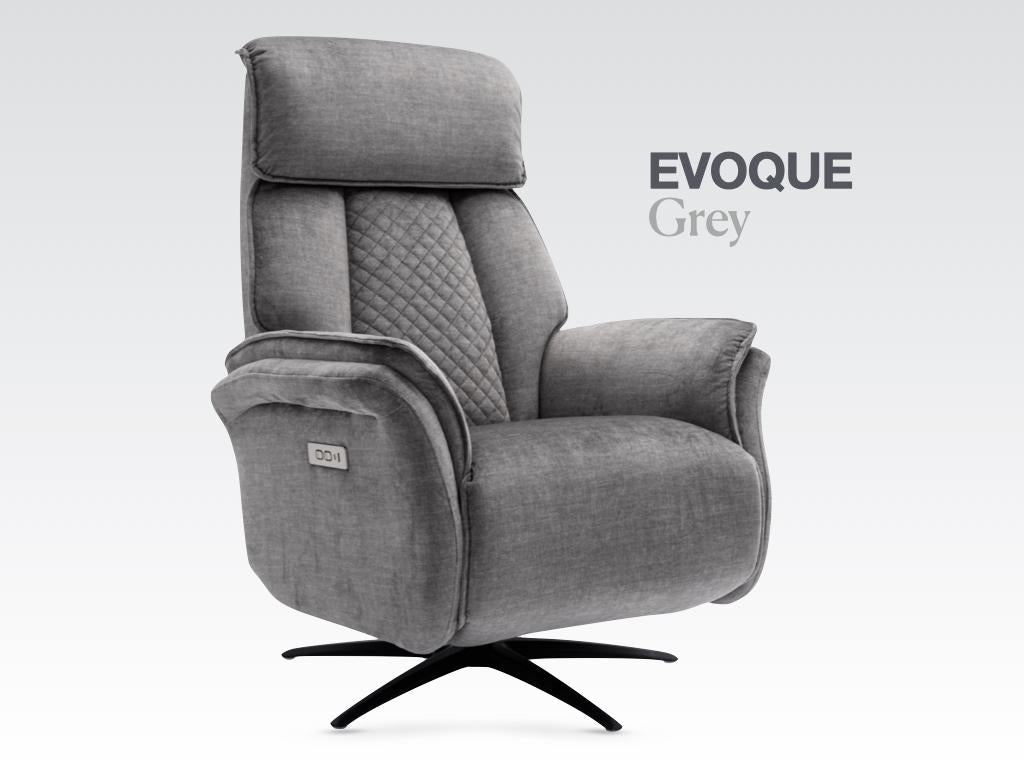 Evoque Swivel Electric Recliner TV Chair - Grey