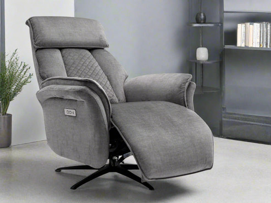 Evoque Swivel Electric Recliner TV Chair - Grey