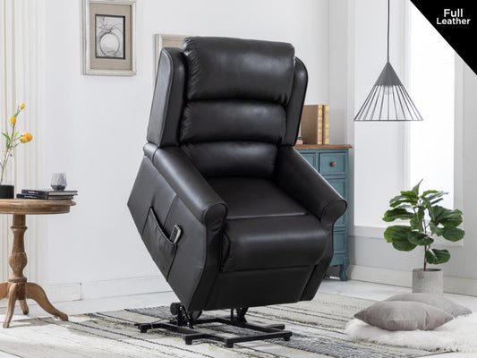 Windsor Lift & Tilt Dual Motor Electric Recliner Leather - Black