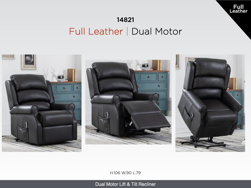Windsor Lift & Tilt Dual Motor Electric Recliner Leather - Black