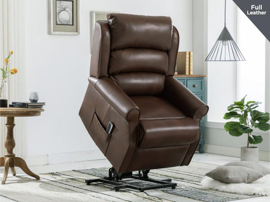 Windsor Lift & Tilt Dual Motor Electric Recliner Leather - Brown
