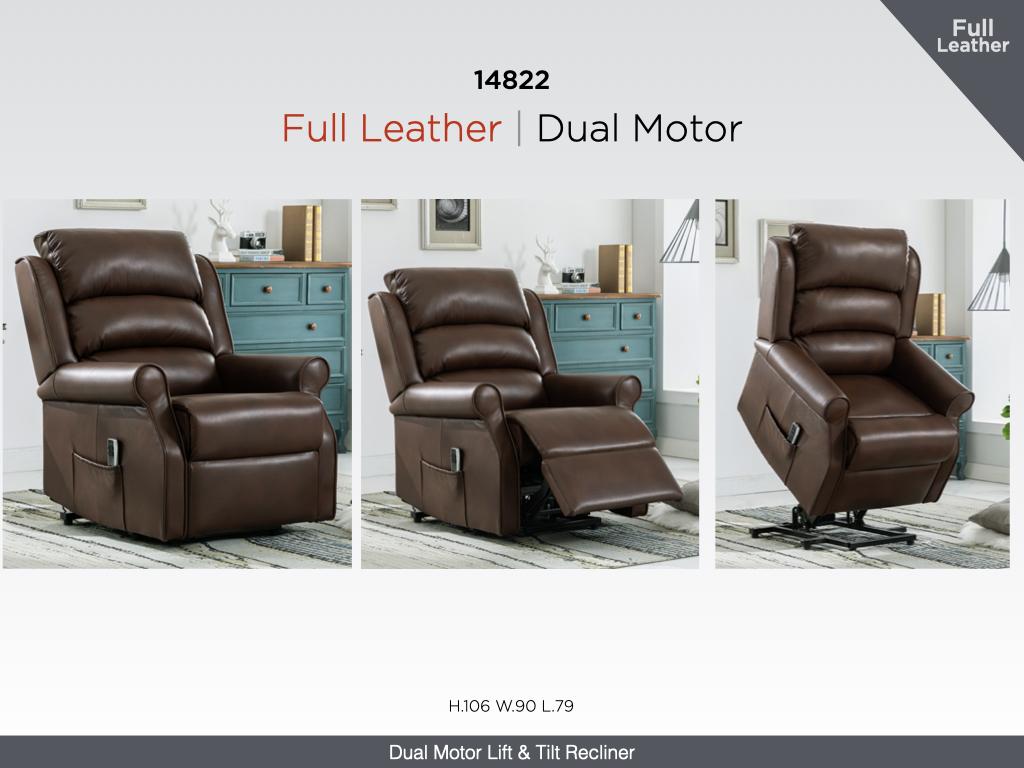 Windsor Lift & Tilt Dual Motor Electric Recliner Leather - Brown