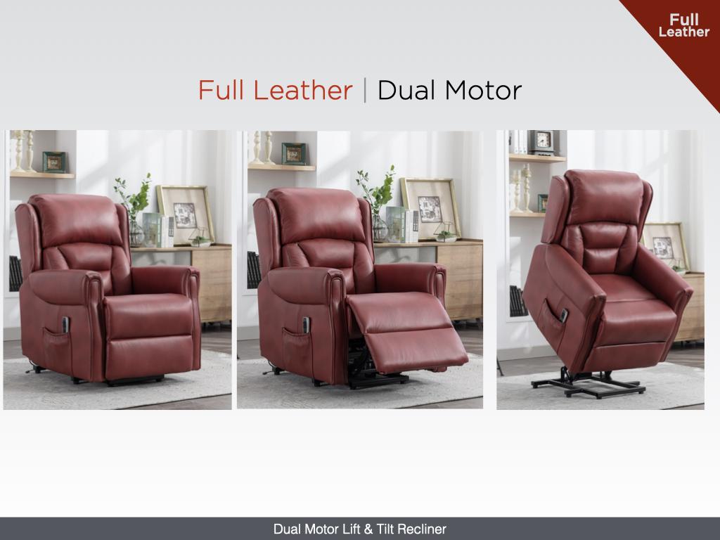 Sandringham Lift & Tilt Dual Motor Electric Recliner - Burgundy
