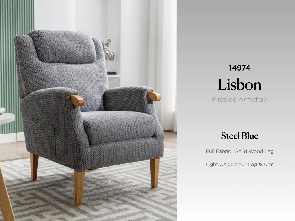 Lisbon fireside Chair - Steel Blue