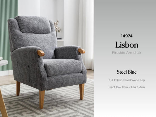 Lisbon fireside Chair - Steel Blue