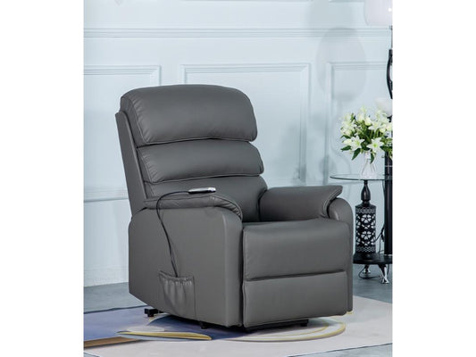 Savoy Lift & Tilt Dual Motor Electric Recliner Leather - Grey