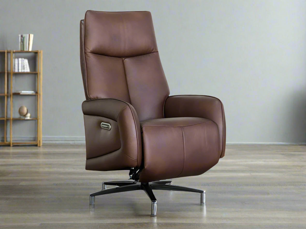 Prestige Electric Recliner Swivel TV Chair - Dark Brown – Stylish Chairs
