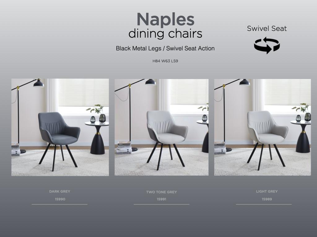 Set Of 2 Rotating Naples Dining Chairs - Two Tone Grey